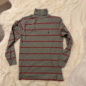 Ralph Lauren grey & red striped turtleneck.. size Small